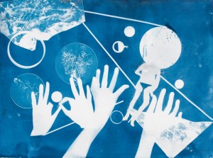 Ofri Cnaani Blue Print (OC real and fake hands) #1, 2015 Cyanotype 